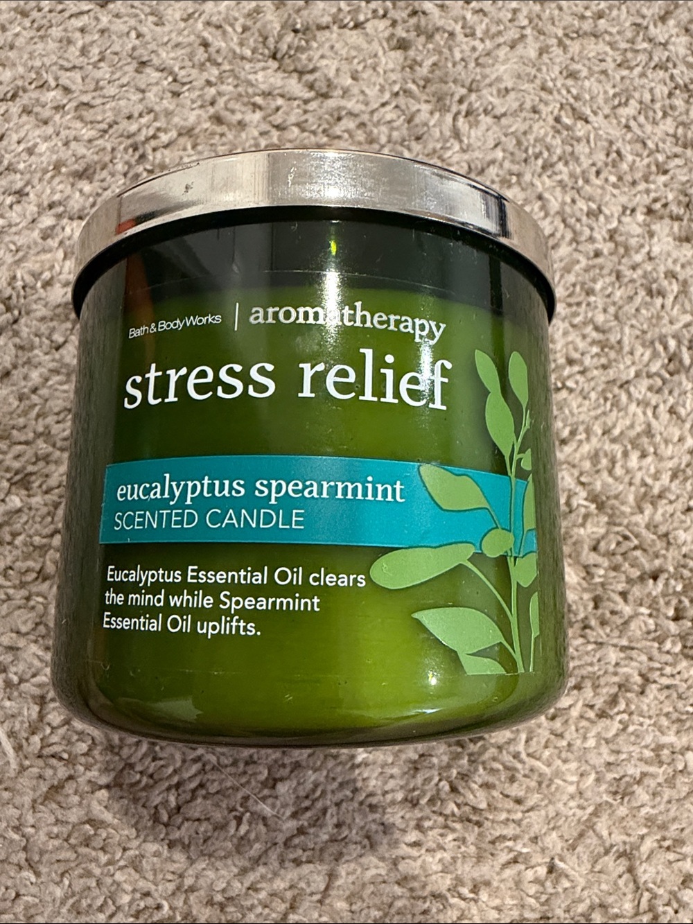 Bath & Body Works Aromatherapy Stress Relief Eucalyptus Spearmint Green Candle